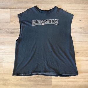 Vintage 90s Harley Davidson El Paso Texas Black & Gray Tank Top Sz 3XL Americana